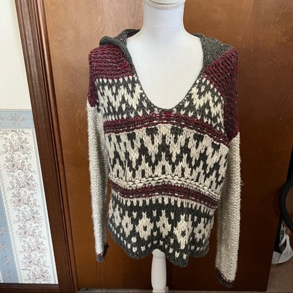 Free People Large Hooded Tunic Sweater